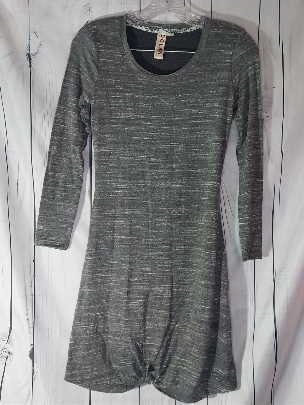 Dolan Athropologie Gray Knit Long-Sleeve Cozy Soft Twist-Hem Casual Chic Dress - Picture 1 of 9